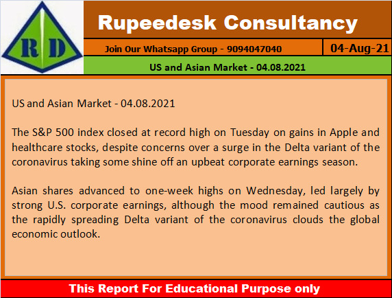 US and Asian Market - 04.08.2021