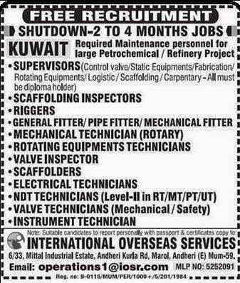Shut down Job Vacancies for Kuwait - Free Recruitment