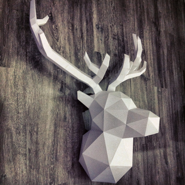 sculpture stag deer cerf papier paper pepakura polygone