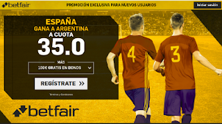 betfair supercuota España gana a Argentina 27 marzo