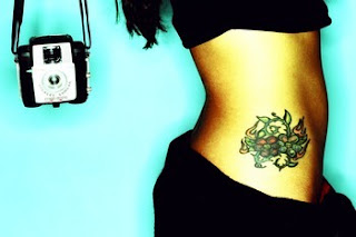 flower hip tattoos for girls