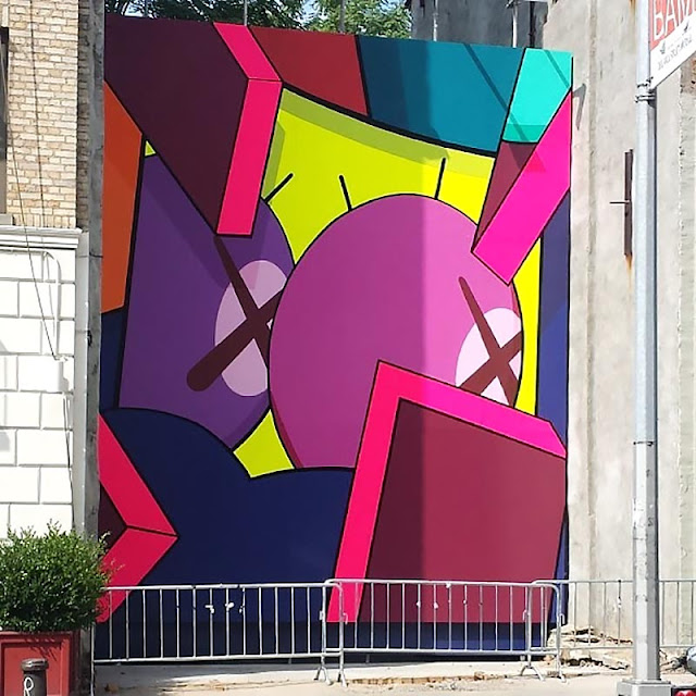 Street Art Mural By KAWS in Brooklyn, New York City.