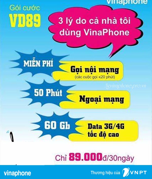 Cách đăng ký gói cước VD89 mạng Vinaphone