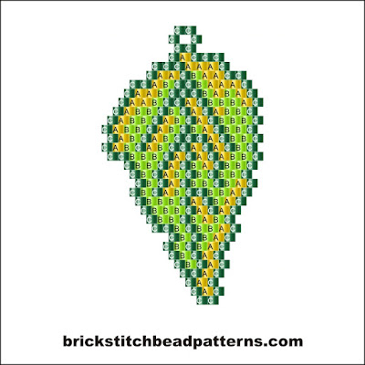 Free brick stitch seed bead earring pattern labeled color chart