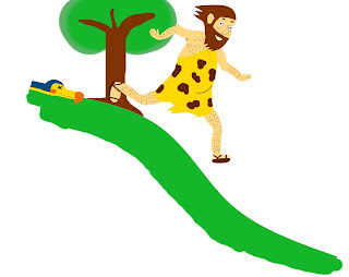 Cartoon cave man runner