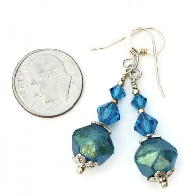 english cut czech glass and swarovski crystal earrings