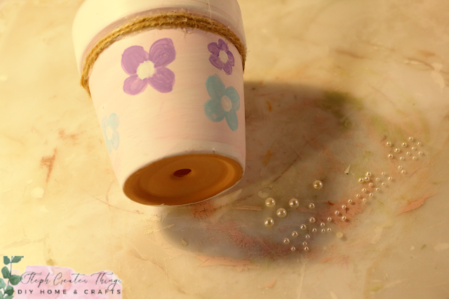 Painted Terra Cotta Pot with painted flowers