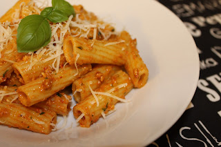 Bowl of pasta with home made pesto