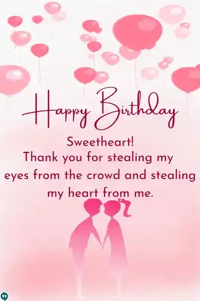 romantic happy birthday sweetheart wishes image