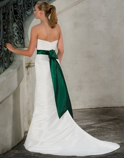 white and green wedding dresses