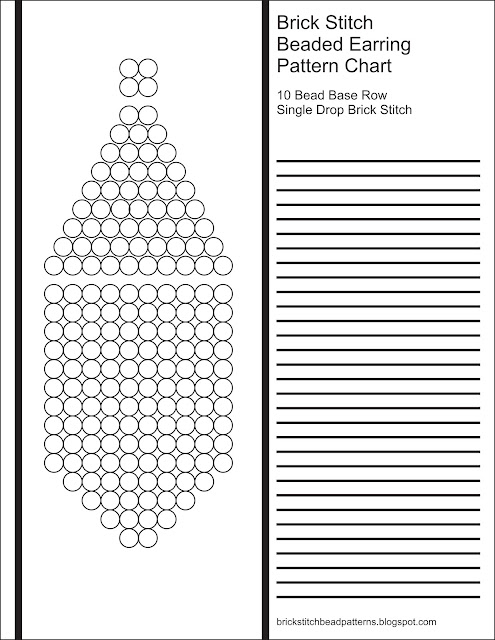 Free printable blank brick stitch beaded earring pattern chart.