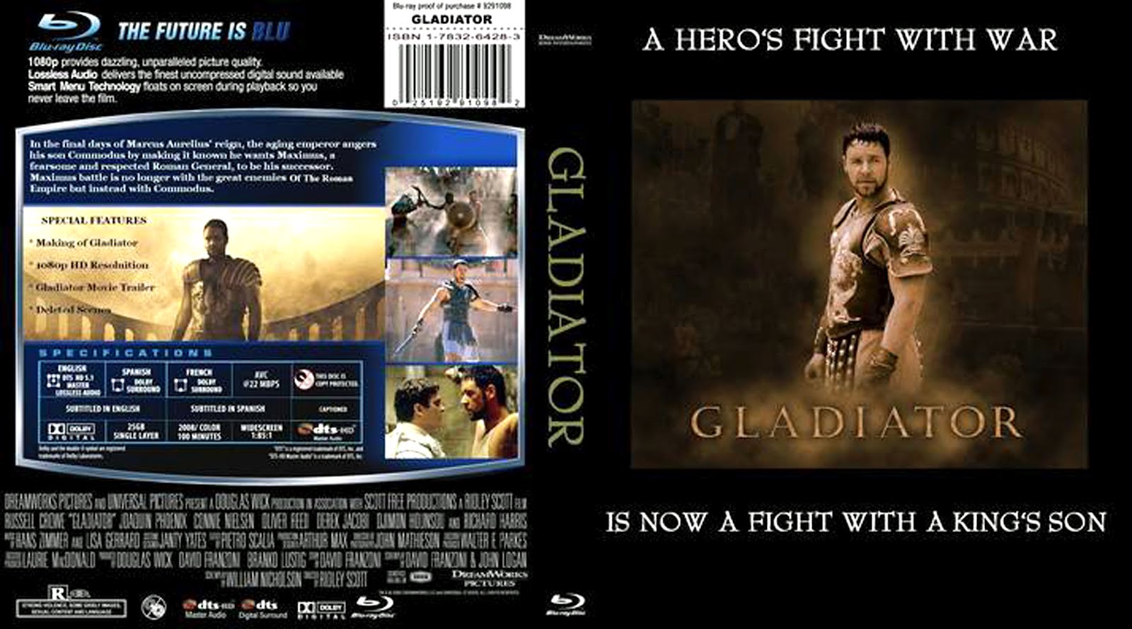 Gladiator Blu-ray Dvd Front Cover