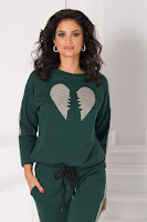 Bluza casual verde cu imprimeu