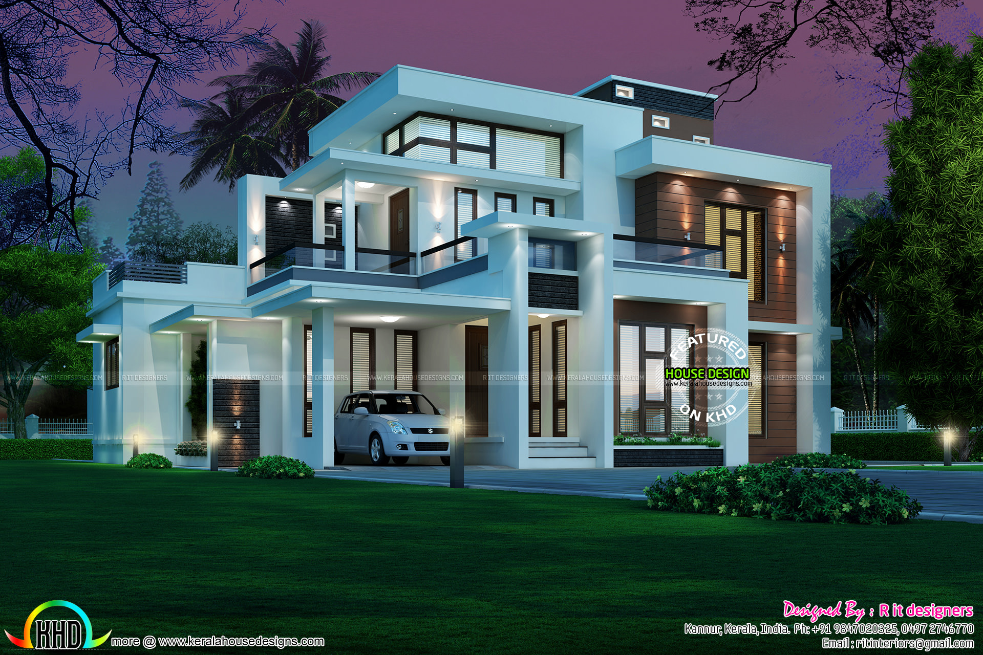 Box model contemporary 2215 sq ft 45 lakhs Kerala home 