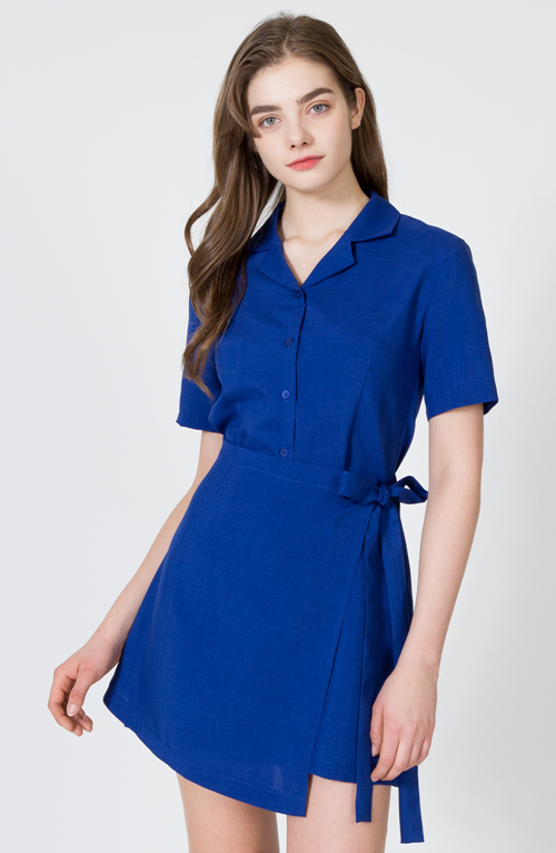  Short Sleeve Shirt Wrap Dress