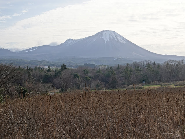 日下の丘の上の田畑の農道からの大山の眺め