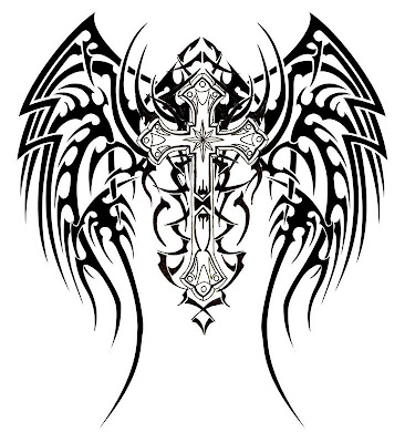 Tribal Tattoos Cross and Tiger Design Ideas
