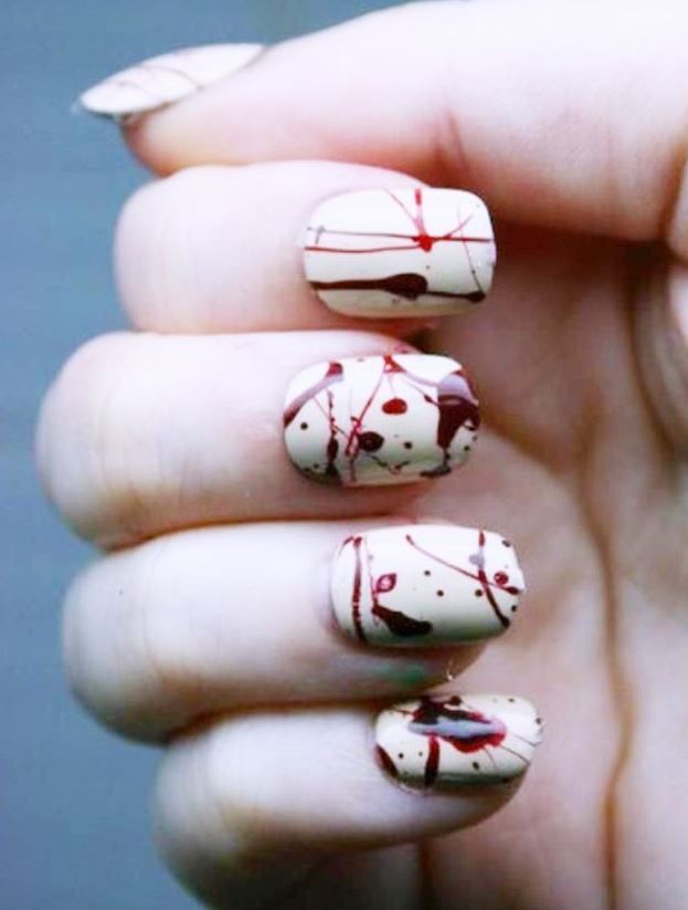 Red And White Nail Art Designs For Halloween