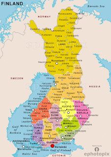 Mapa de Finlandia Fisico Politico