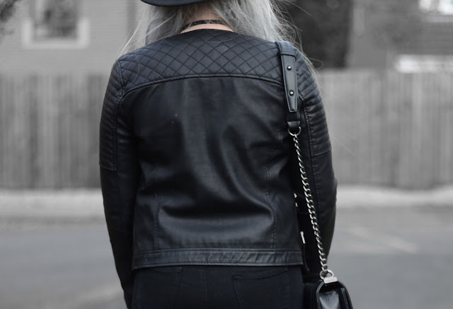 Sammi Jackson - Black Primark Fedora, Zaful Sunglasses, Topshop Biker Jacket, Sheer Mesh Top, Choies Fishnets, Choies Ripped Jeans, Oasap Quilted Bag, WHolesale 7 Buckled Boots