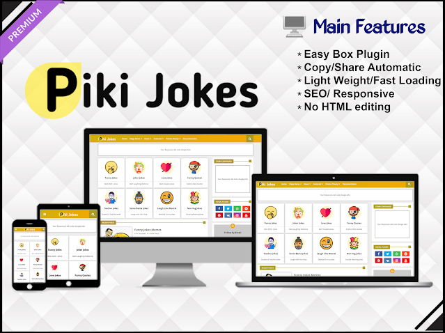 Piki Jokes é um modelo que o ajudará a mostrar sua criatividade. Este tema é de carregamento mais rápido e vários tipos de recursos estão disponíveis.