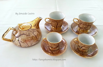 Conjunto porcelana para café pintado a mão