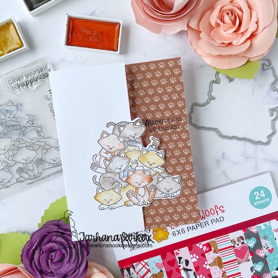 Pile of Cats Card by Farhana Sarker | Never Enough Cats Stamp Set and Love & Woofs Paper Pad by Newton's Nook Designs