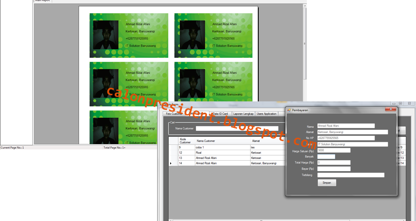 Contoh Aplikasi C# : Aplikasi Kartu Nama  Contoh 