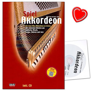 Spiel Akkordeon - Akkordeon-Schule mit CD von Peter Michael Haas - mit einfachen Stücken aus jiddischer Musik, Tango, Folklore und Jazz + herzförmiger Notenklammer