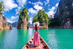 mountains in Ratchaprapha Dam at Khao Sok national park, Thailand 