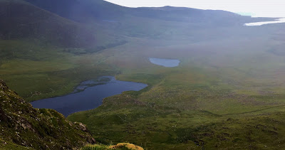 Summit of Connor Pass looking North to Brandon Bay, Dingle Peninsula, County Kerry, Ireland