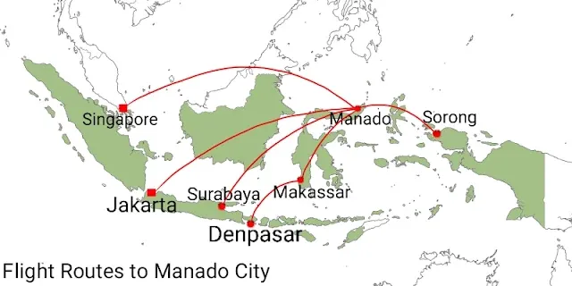 flying route to Manado city