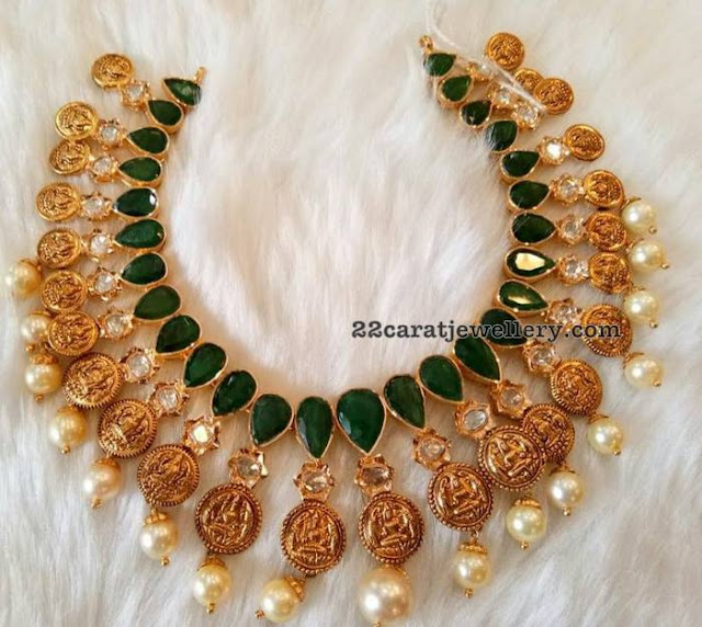 Emerald Choker with Lakshmi Coins