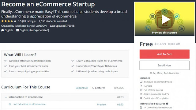 [100% Off] Become an eCommerce Startup| Worth 114,99$ 