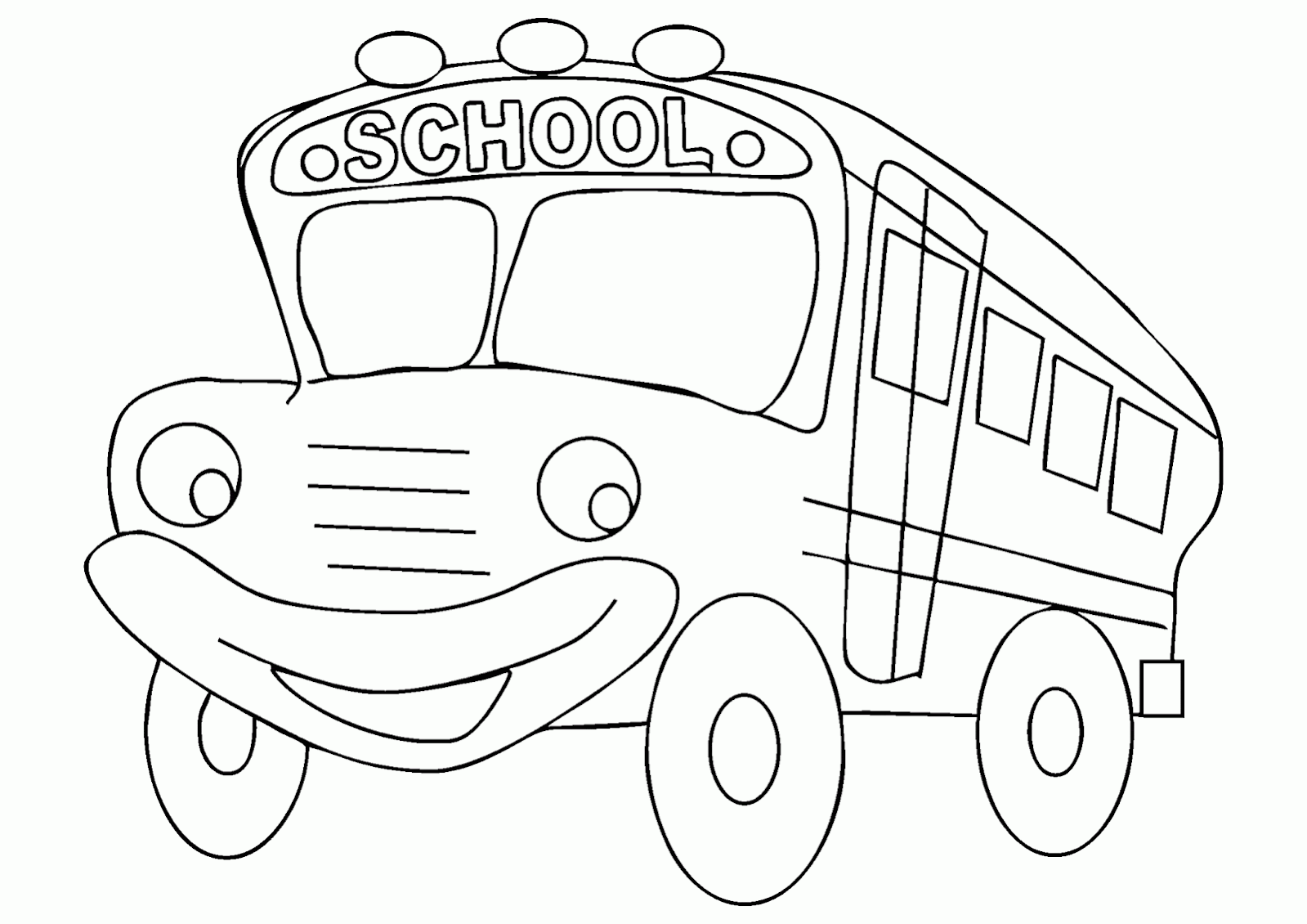 Gambar Mewarnai Bus Sekolah Versi Kartun - Contoh Anak PAUD