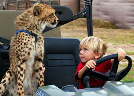 Children playing with the Panthers