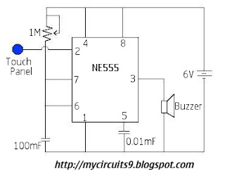 Touch Alarm Circuit Diagram - Touch Alarm Anti Theft Circuit - Touch Alarm Circuit Diagram