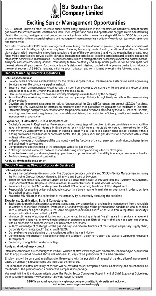 Sui Southern Gas Company Limited SSGC Latest Management Posts 2023 UZAI Learning
