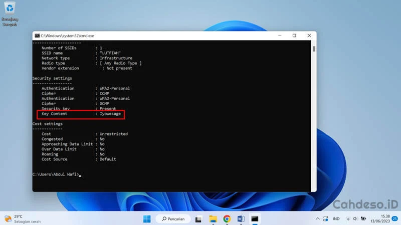 Menampilkan Password Wifi di Windows 11 Lewat Command Prompt