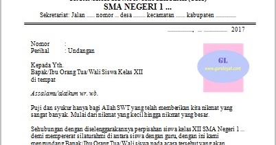 Surat Undangan Acara Perpisahan Sekolah - Guru Loyal