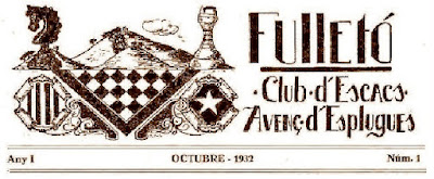 Folleto de Club d'Escacs Avenç d’Esplugues en 1932