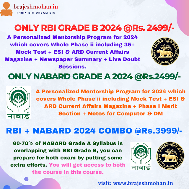 Buy NABARD Grade A and RBI Grade B 2024 (3-in-1) Mentorship Course by Brajesh Mohan