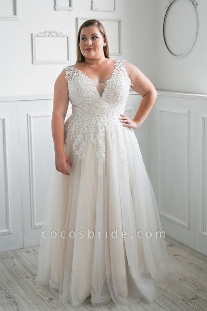 https://www.cocosbride.com/plus-size-v-neck-tulle-a-line-wedding-dress-g542?cate_2=52