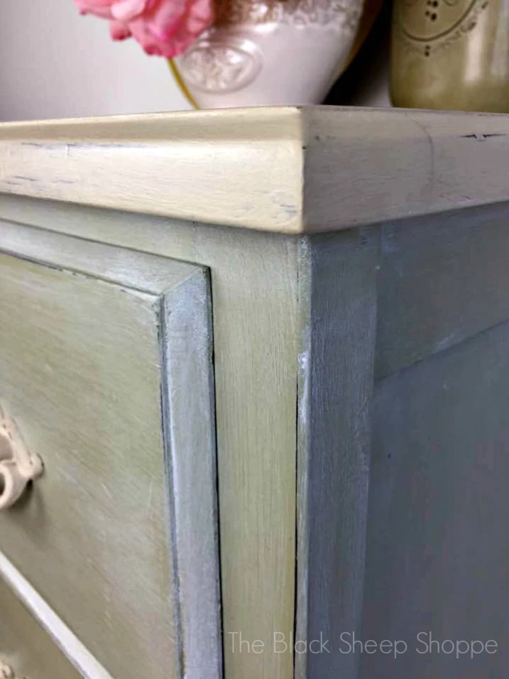 Light distressing applied to chalk paint