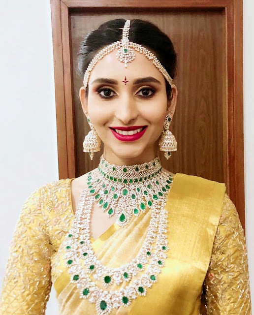 Bride in Heavy Emerald Diamond Sets