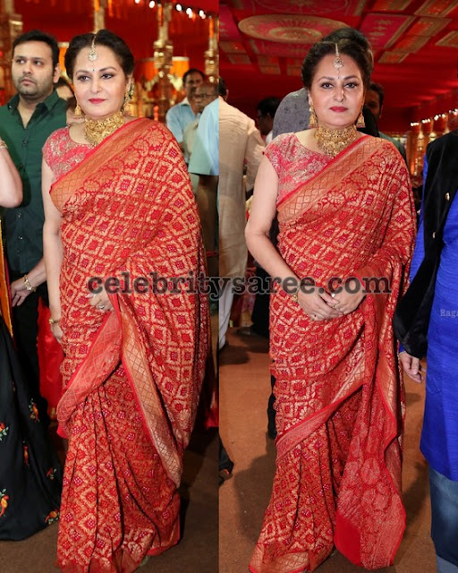 Jayapradha Red Benaras Saree