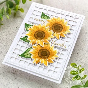 Sunny Studio Stamps: Sunflower Fields Frilly Frames Fancy Frames Thank You Cards by Angelica Conrad