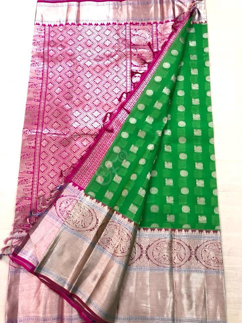 Kanchi kora organza silk sarees with rich silver zari designed |Online buy saree 