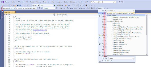 Visual Studio Community avec l'extension ArduinoIDE