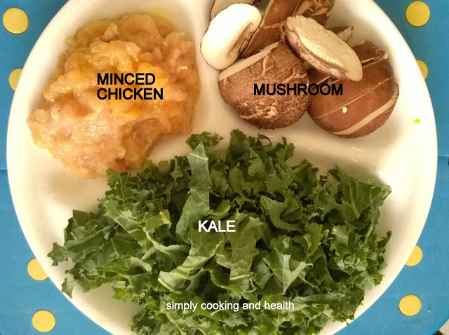 Ingredients for Minced chicken and kale stir-fry